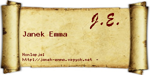 Janek Emma névjegykártya